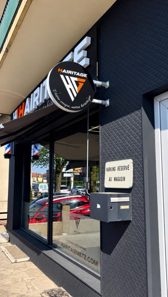 Devanture du salon Hairitage Woippy, avenue de Thionville
